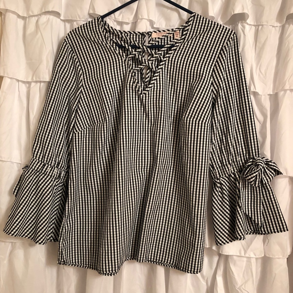 PLAID SHIRT WITH BOW SLEEVES